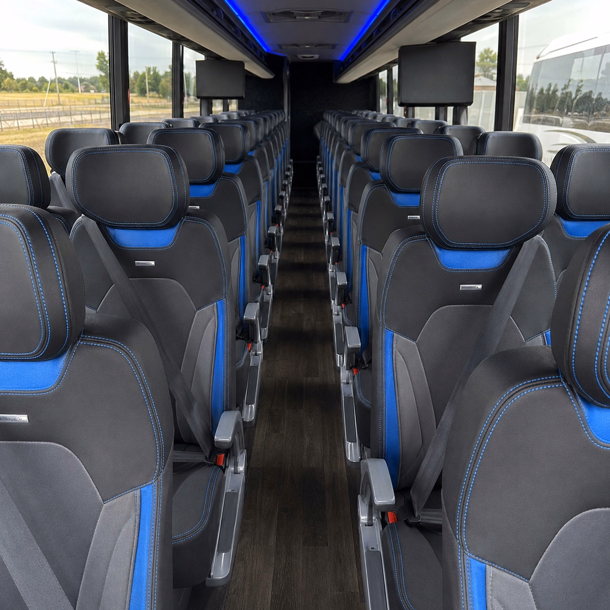 56 passenger charter bus interior